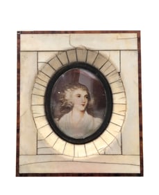 Antique Hand Painted Framed Portrait Plaque