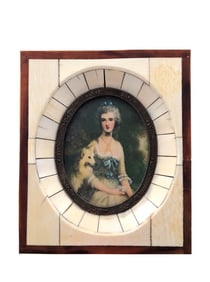 Antique Hand Painted Framed Portrait Plaque