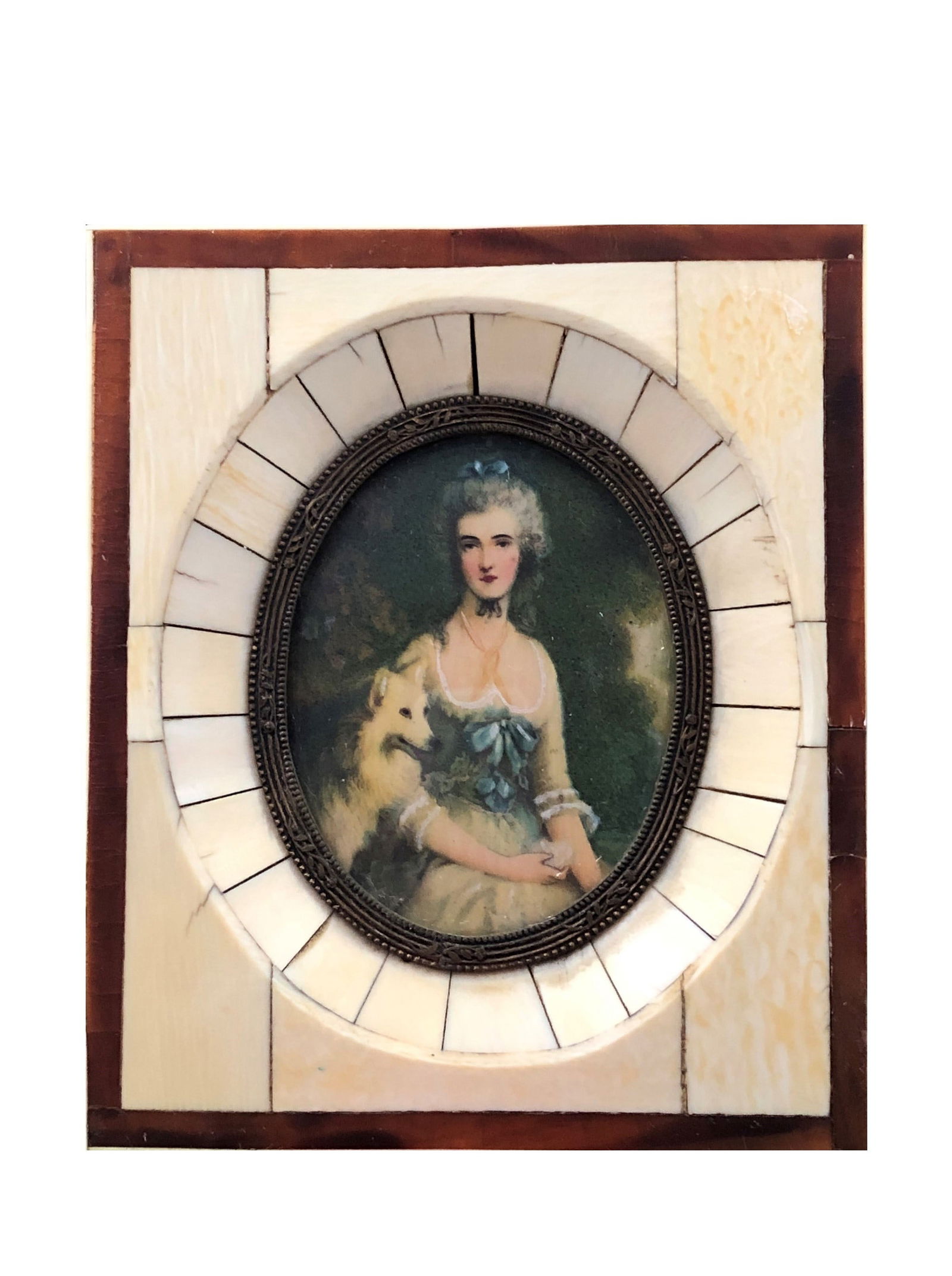 Antique Hand Painted Framed Portrait Plaque (1 of 2)