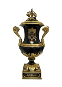 Antique French 19th Century Hand Painted Cobalt Blue Sevres Porcelain Vase