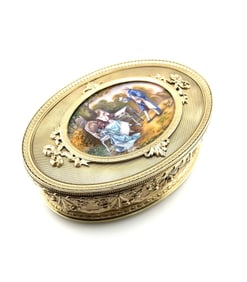 Decorative French bronze box with Inset Enamel Plaque