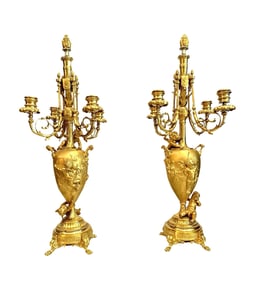 Louis XVI Style Pair of Bronze Candelabra by Auguste Moreau (1834 - 1917) France