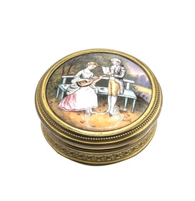 19th Century French Gamet Bronze & Enamel Box