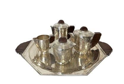 Set of Silvered Art Deco Tea and Coffe Service