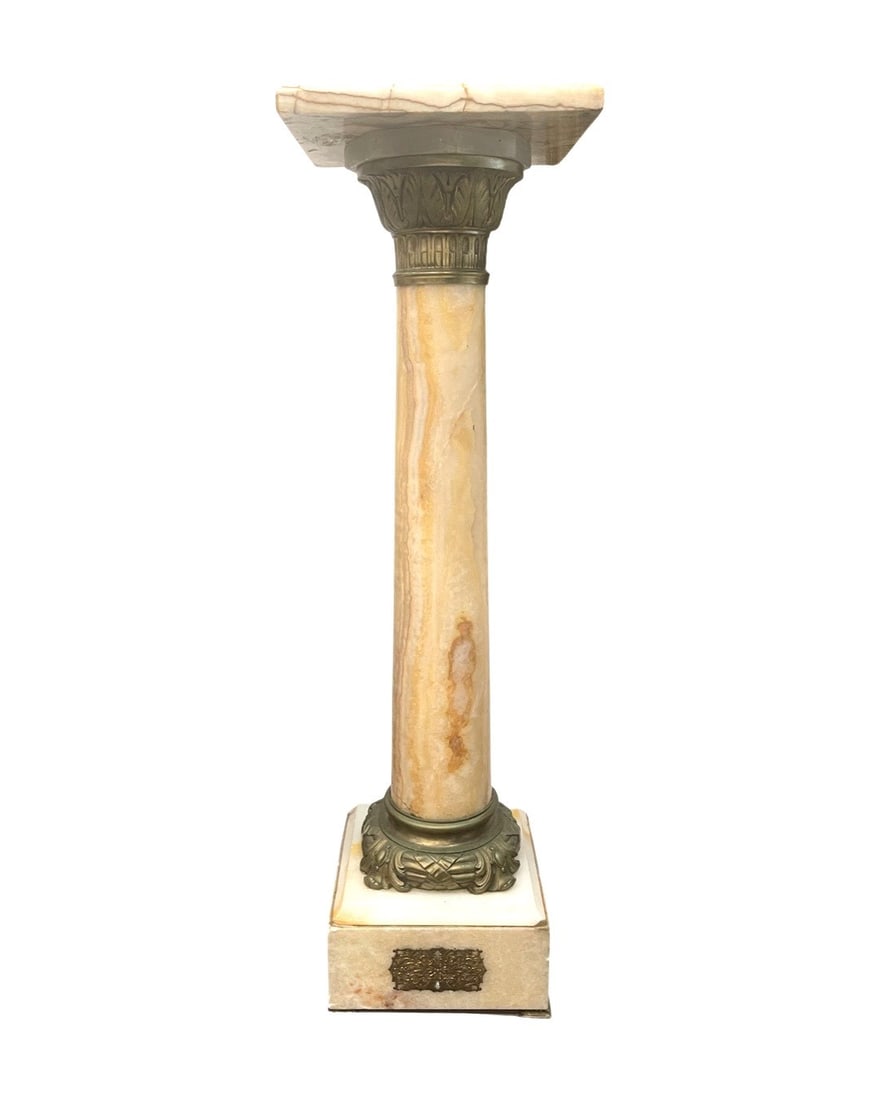 Antique French Neoclassical Bronze Mounted Marble Pedestal (1 of 4)