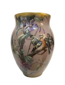 Antique Hand Painted Japanese Glazed Vase Marked H.B.C