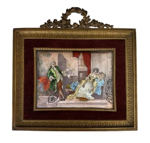 19th Century Limoges Enamel Plaque in the Rococo Style Signed Dorval