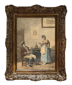 19th Century Italian Watercolor Signed