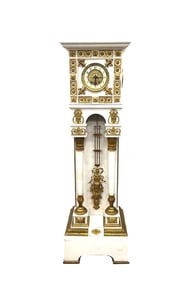 A French Empire Style Gilt-Bronze Mounted Marble Pedestal Clock