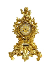 French 19th Century Louis XV Style Bronze Dore Matel Clock by Ringuet A Paris