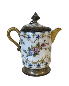 French 19th Century Sevres Silver Mounted Tea Pot
