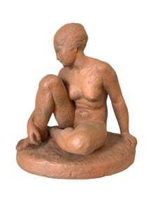 Vintage Female Seated Nude Terracotta Figure