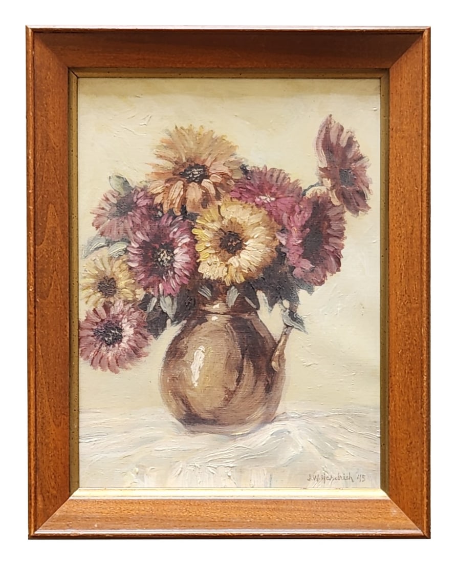 John Wesley Hardrick (1891 - 1968) American: John Wesley Hardrick (1891 - 1968) American Oil on Canvas Measure 12"in H x 9"in W and 14 1/4"in H x 11 1/4"in W with frame Known for: Portrait, landscape, floral and genre painting Name variants: Joh