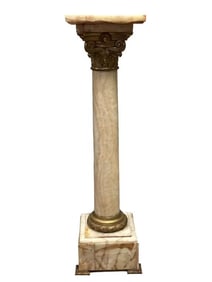 Antique French Neoclassical Bronze Mounted Marble Pedestal