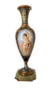 Antique French Champleve Sevres Porcelain Vase