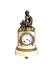Antique French Marble & Gilt Bronze Taveau Freres Clock