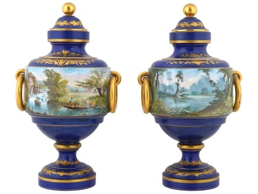 Pair of 19th Century French Sevres Porcelain Bronze Vases