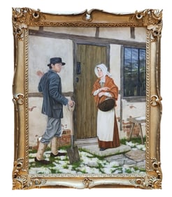 A Courtship Young Man and Girl Possible British School Painting by Scott Peery