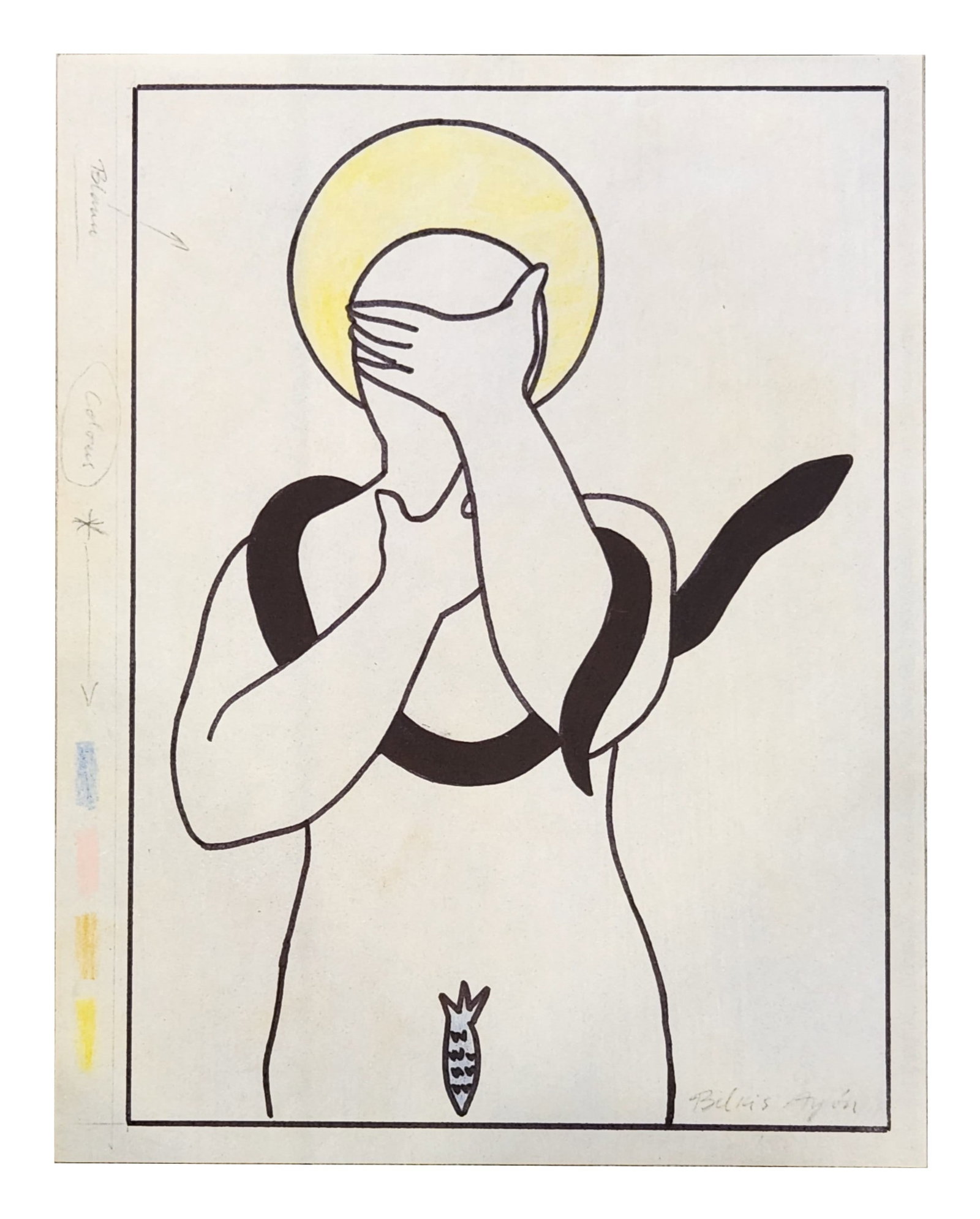 Belkis Ayon Manso (1967 - 1999) Cuba: Belkis Ayon Manso (1967 - 1999) Cuba Ink and Watercolor on Paper Measure 11"in H x 8 1/2"in W not framed Known for: Allegorical collography, lithography, ghost-like figures Name variants: Belkis Ayon