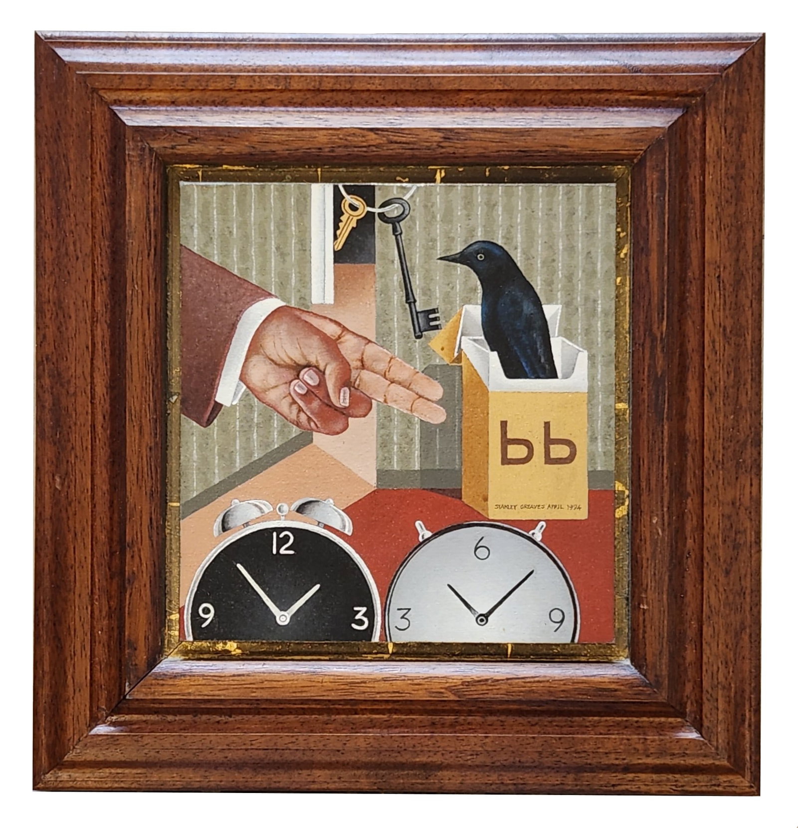 Stanley Greaves (Born 1934) Guyanese: Stanley Greaves (Born 1934) Guyanese Oil on Wood Measure 10"in H x 9 1/2"in W and 16 3/4"in H x 16"in W framed Know: is a Guyanese painter and writer who is one of the Caribbean's most distinguished a