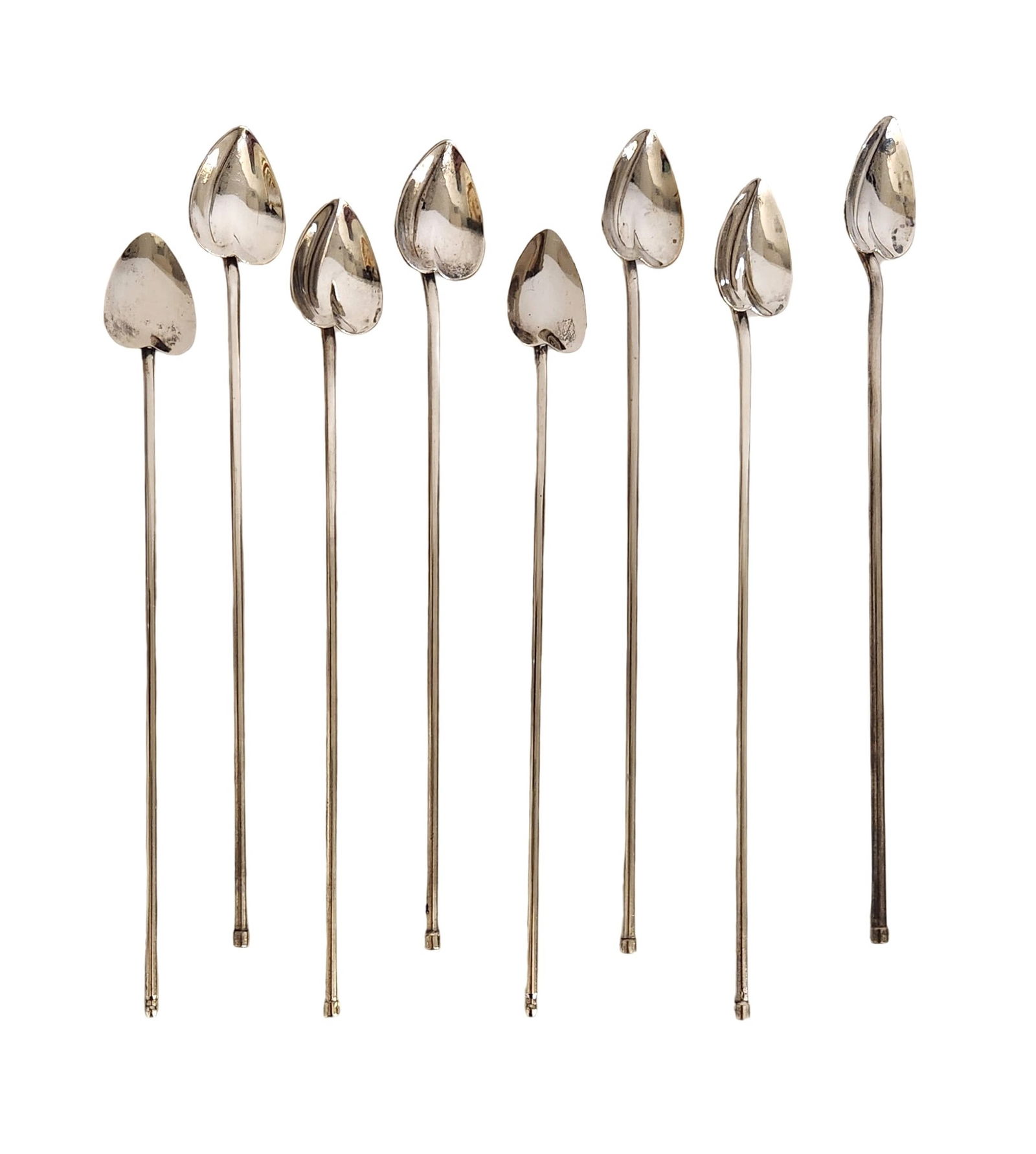 Set of 8 Vintage Silver-Plated Long-Handled Heart-Shaped Spoons (1 of 2)