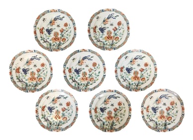 Set of Six Mason's Ironstone Mandarin Chinoiserie Floral Dinner Plates
