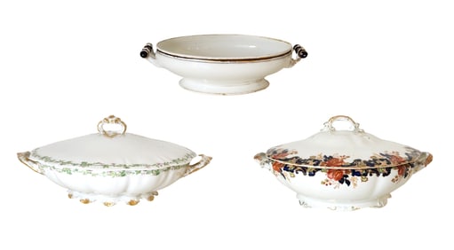 Collection of Three Antique Porcelain Tureens – 19th to Early 20th Century