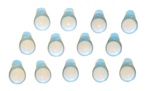 Set of 13 Rosenthal German Porcelain Egg Cups – Blue & Gold, Mid-Century Modern: Set of 13 Rosenthal German Porcelain Egg Cups – Blue & Gold, Mid-Century Modern Measure 1"in H x 3"in W x 4 1/2"in D Beautiful set of 13 vintage porcelain egg cups by Rosenthal, Germany. Each piece