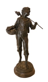 Victorian Spelter Figure "Boy with a Basket of Fruit"