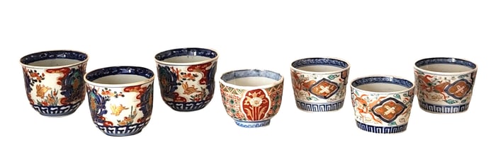 Ko-Imari Rabbit Pattern Gold Colored Sake Cup Pieces Overglaze Enamel Dyed Nishi