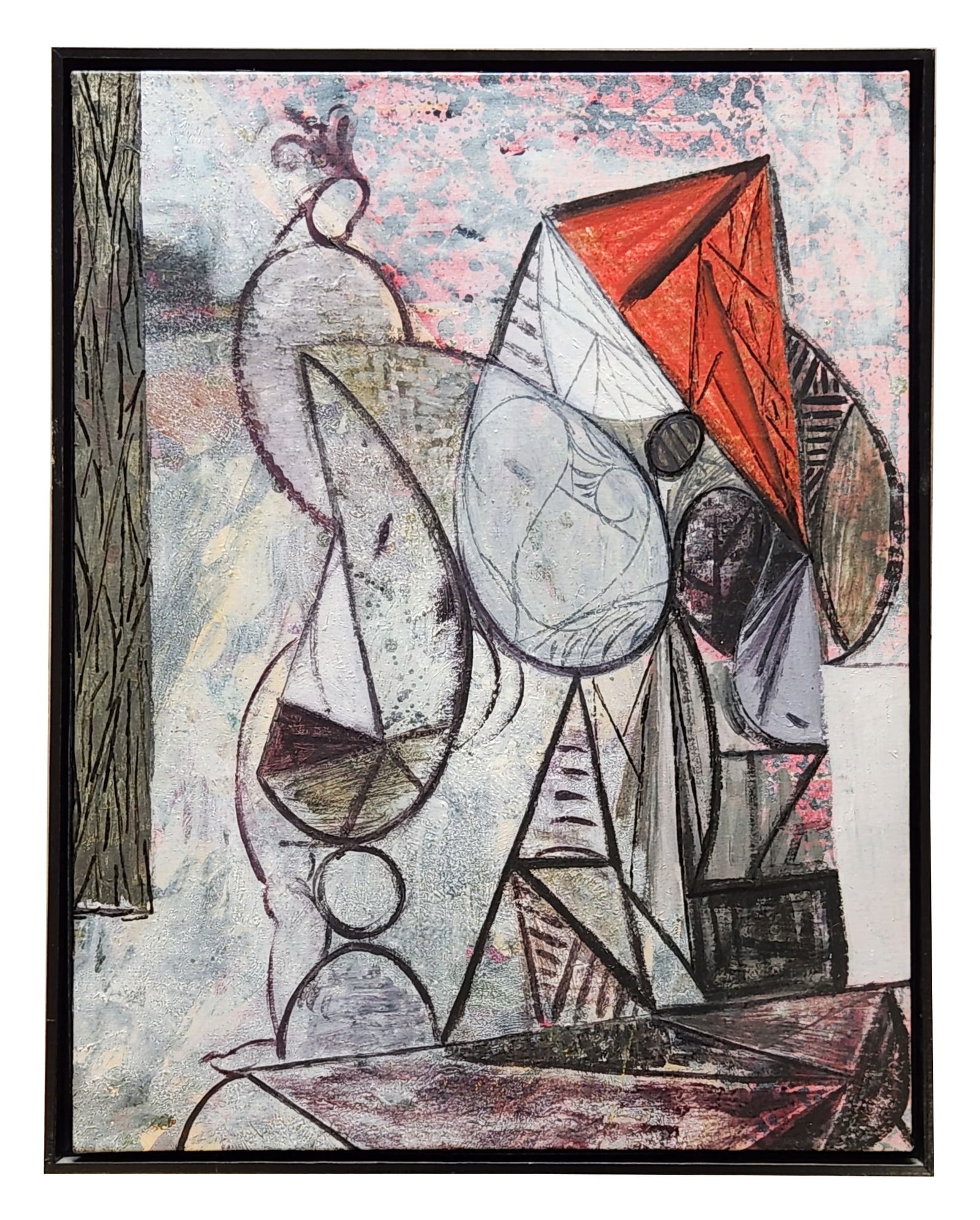 Mid-Century Abstract Cubist Painting (1 of 6)