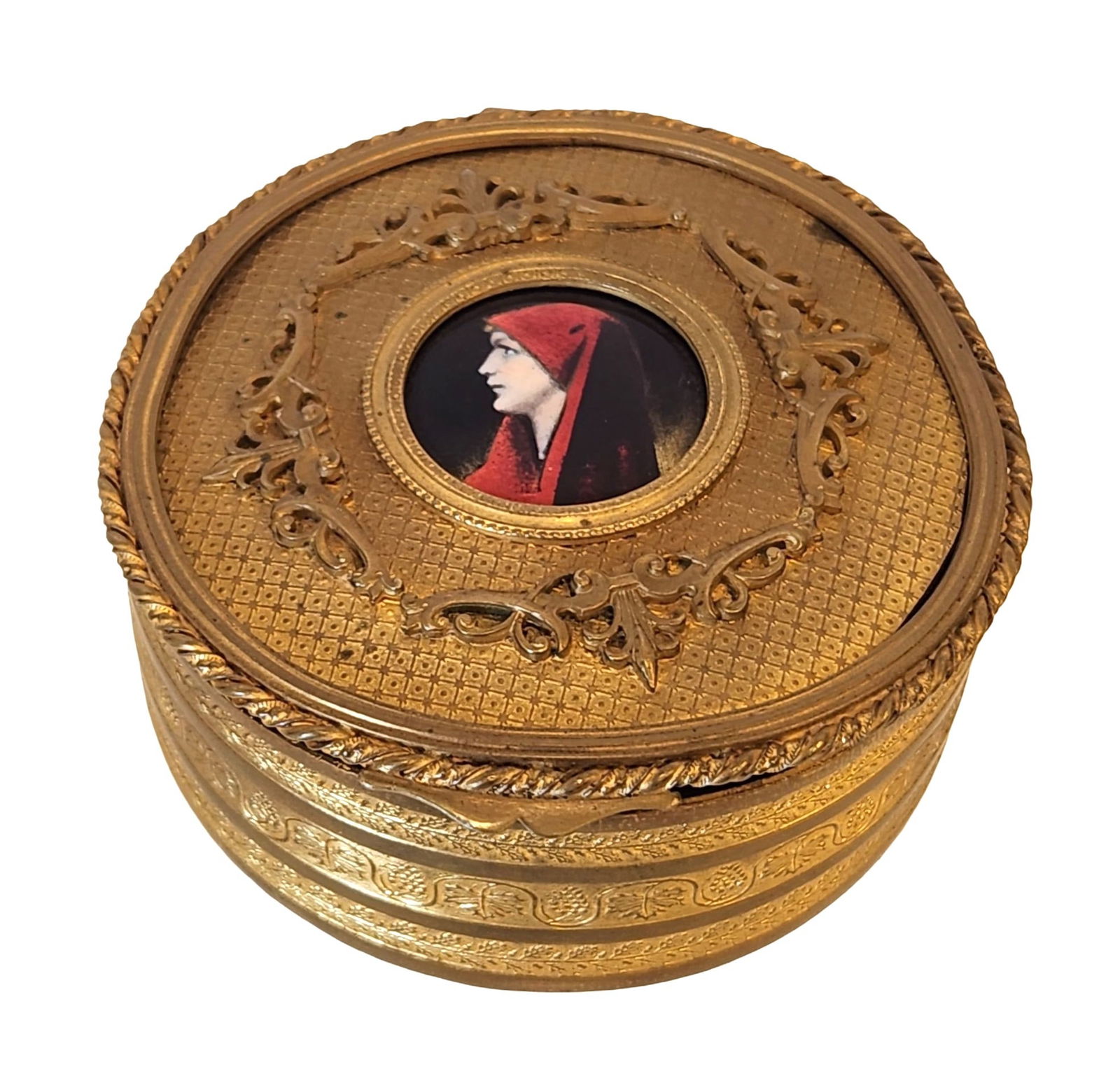 Antique French Gilt Bronze Box with Inlaid Porcelain Plaque (1 of 6)