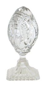 Baccarat Style Egg Form Pedestal Paperweight