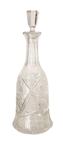 Vintage Czech Bohemian Heavy Block and Panel Cut Crystal Decanter