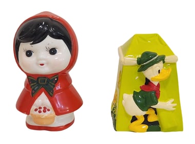 Vintage Little Red Riding Hood and Donald Duck Porcelain Figurines