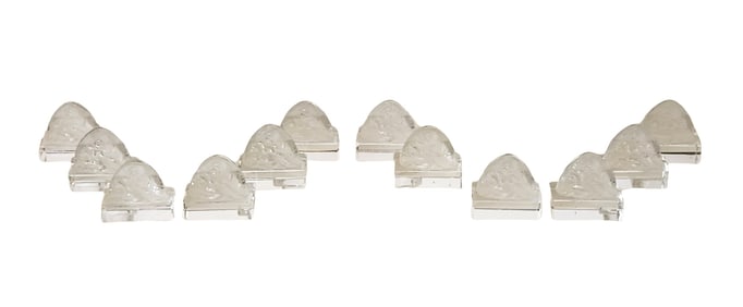 Set of 12 Vintage Hand-Carved Crystal Napkin Holders