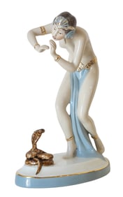 "Snake Charmer" Art Nouveau Figure by Royal Dux Bohemia Ca 1930