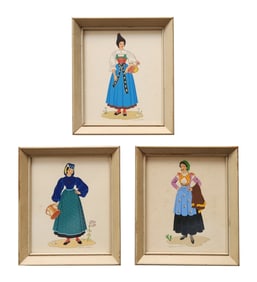 Lot of Three National Costumes of Austria Poster Print