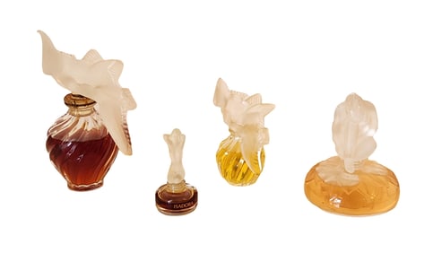 Lot of Four Perfumes Bottles, three of them possible Lalique