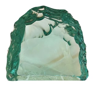 Kosta Boda Ice Block Hunter with Deer Sculpture by Vicke Lindstrand