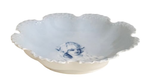 Large Antique Philip Rosenthal Copenhagen Porcelain Bowl With Portrait Of A Lady