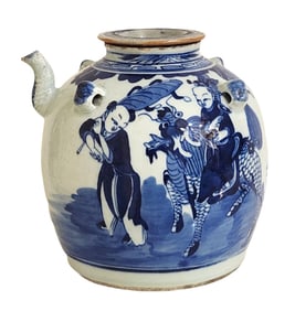 Possible 18th Century Qing Dynnasty Style Porcelain Teapot with Rare Gilding Accents