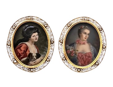 Antiques Hand Painted Portraits Minutures Plaques