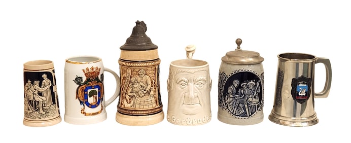 Lot of Six Vintage Beer Mugs