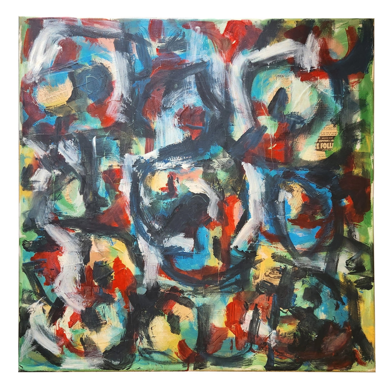 Guido Llinas (1923 - 2005) Cuban: Guido Llinas (1923 - 2005) Cuban Oil on Canvas Measure 39 1/2"in H x 39 1/2"in W not framed Biography: Guido Llinas was born in Pinar del Rio, Cuba. Self-taught, he appeared in the 1950s as a non-figu