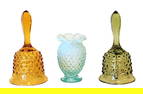 Vintage Fenton Amber Glass Bell & Hobnail Art Glass Trio