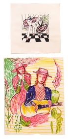 Maria de los Angeles Gonzalez (Cuba) – Two Signed Works on Paper – Musicians & Dancers