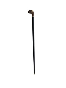 English Carved Mounted Ebonized Walking Stick