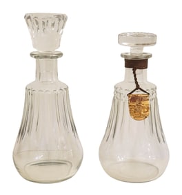 Pair of Vintage Cut Glass Decanters with Original Label Tag
