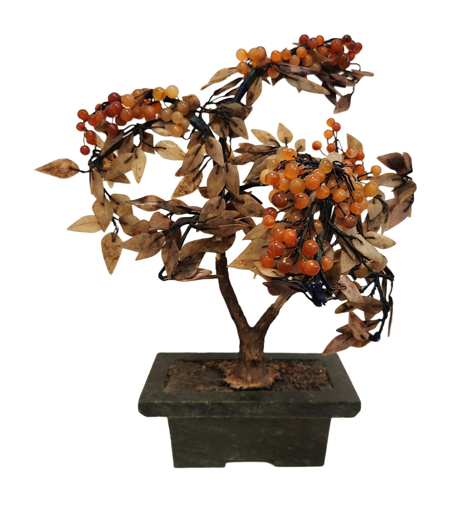 Possible 19th Century Large Chinese Jadeite Jade Tree Carnelian Stone (1 of 3)